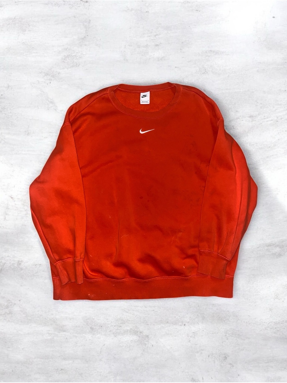 Nike Men’s Orange Crewneck Sweatshirt with White Swoosh